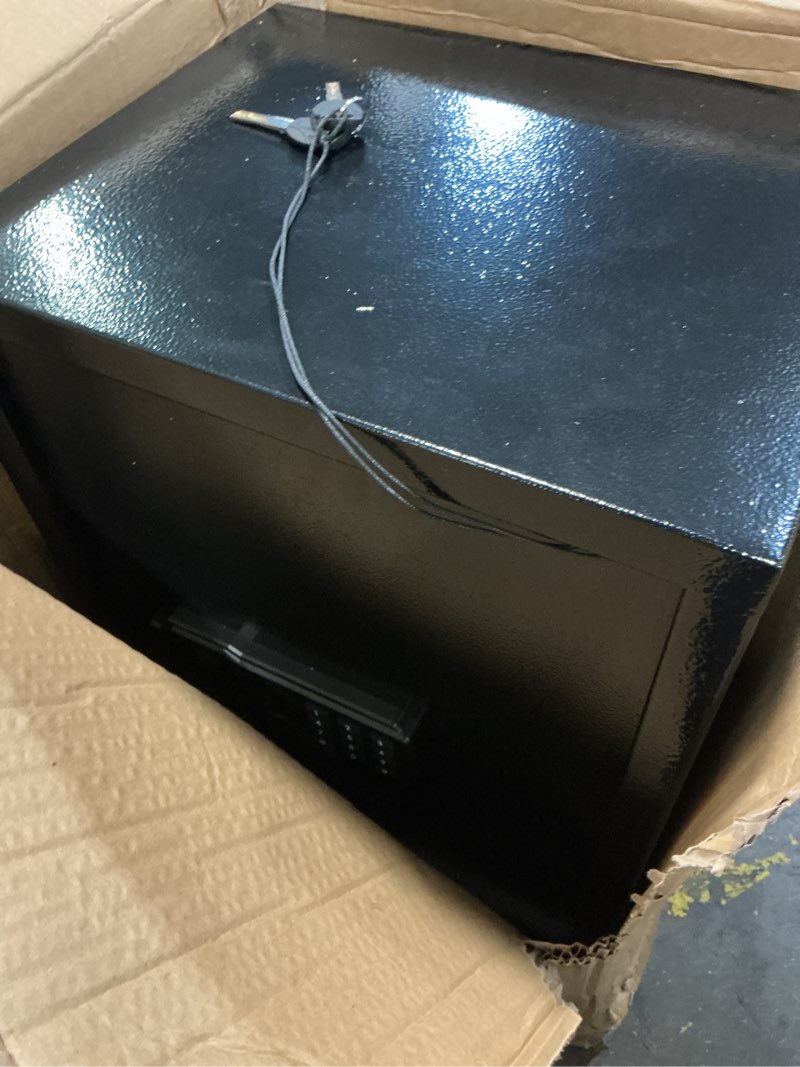 Condition photo showing Good Condition for 21.65"h large safe box for home, 3.8 cu ft anti-theft safe with a4 fireproof bag, steel security safe with keypad lock, backup keys, external power supply box, document safe for cash medicine document 21.65"h x 12.2"d x 15"w