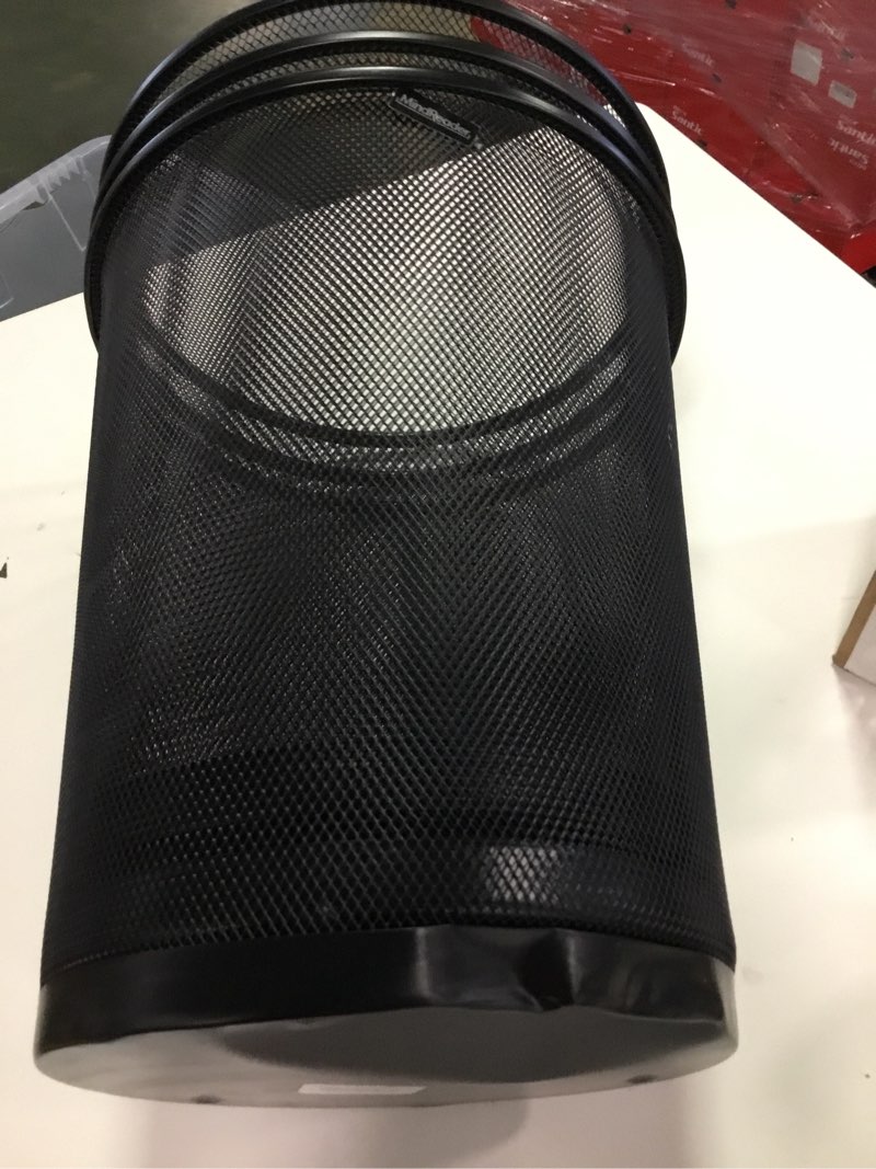 Condition photo showing As Is for Mind Reader Mesh Trash Can, Set of 3, Waste Paper Basket, Round, Office, Metal Mesh, 11.5" L x 11.5" W x 13.75" H, Black
