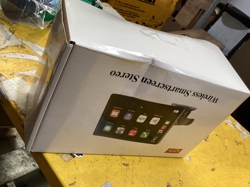 Condition photo showing As Is for 9" wireless apple carplay screen for car, portable touchscreen apple carplay & android auto with ota update, backup camera,fm, voice control/gps navigation/mirror link/bt 9inches