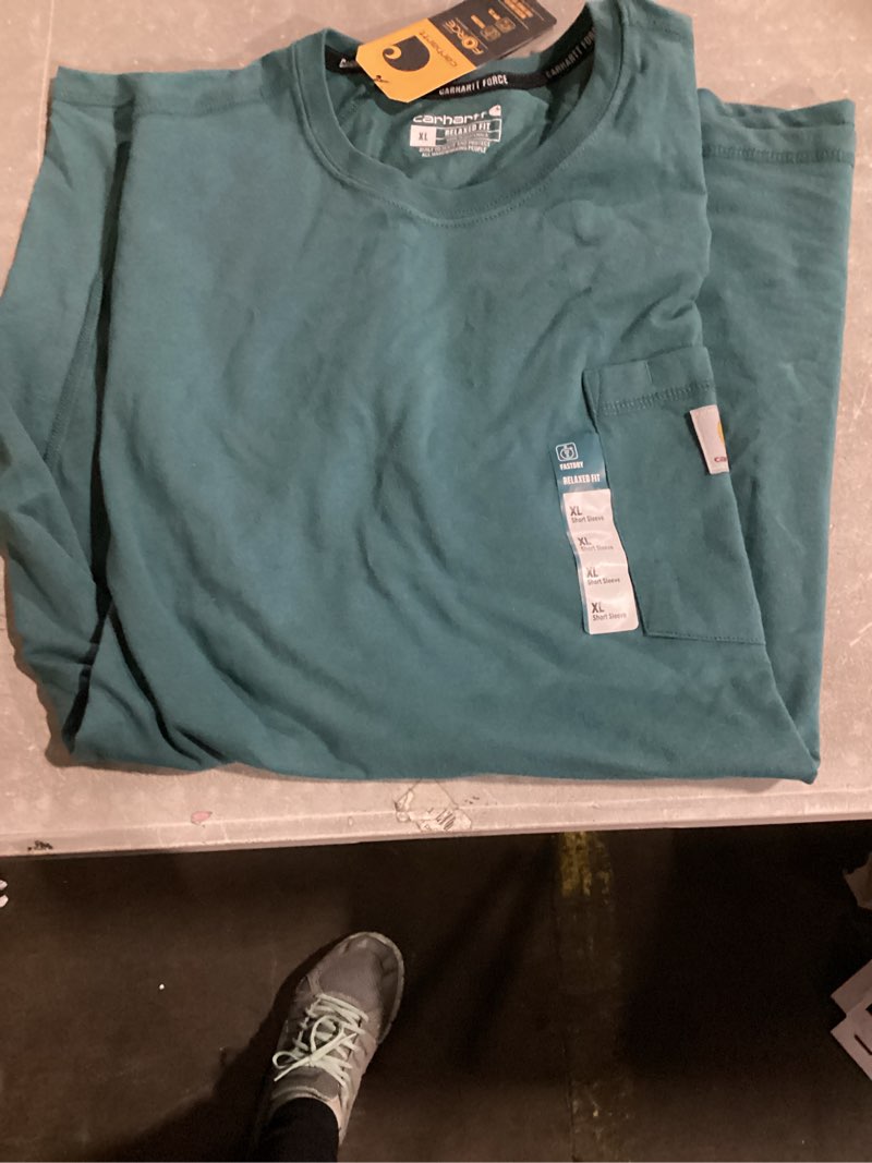 carhartt men's force relaxed fit midweight short-sleeve pocket t-shirt large transformative teal
