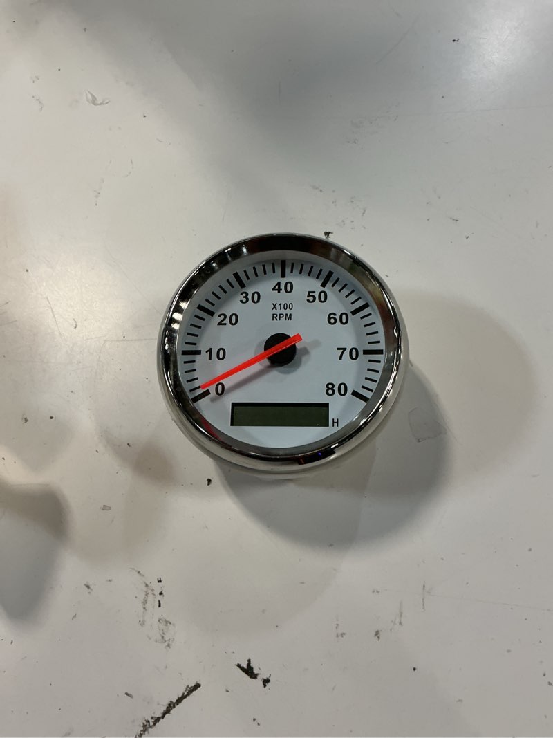 Condition photo showing As Is for geloo 85mm boat tachometer - marine rpm tachometer for outboard engine, 0-8000 rpm tacho meter with hour meter, red blacklight, 12v 24v