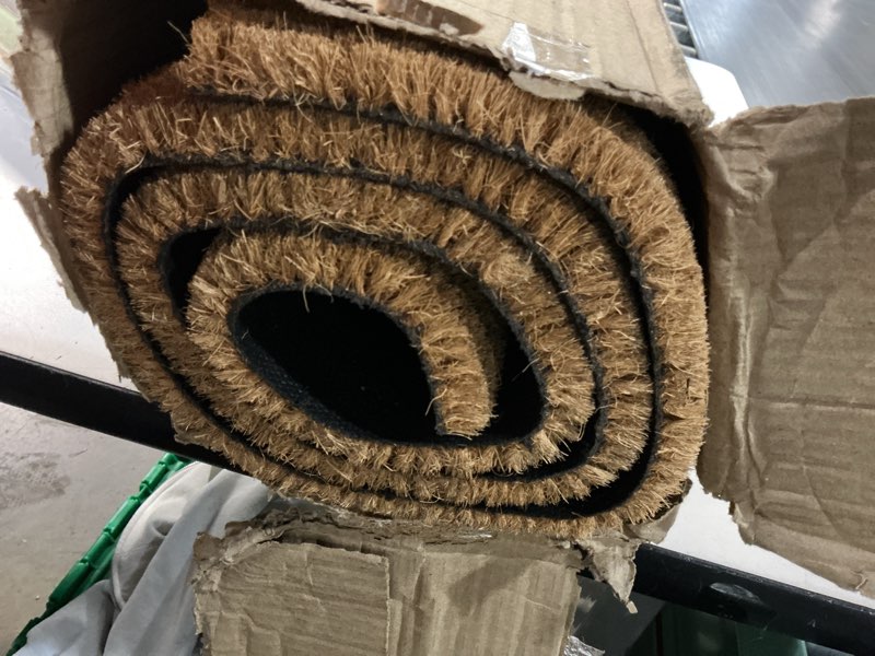 Condition photo showing Good Condition for barnyard designs natural coco coir heavy duty backing doormat - large cute non-slip front door welcome mat for outside entrance or porch entry, brown (30x48, border) border 30x48