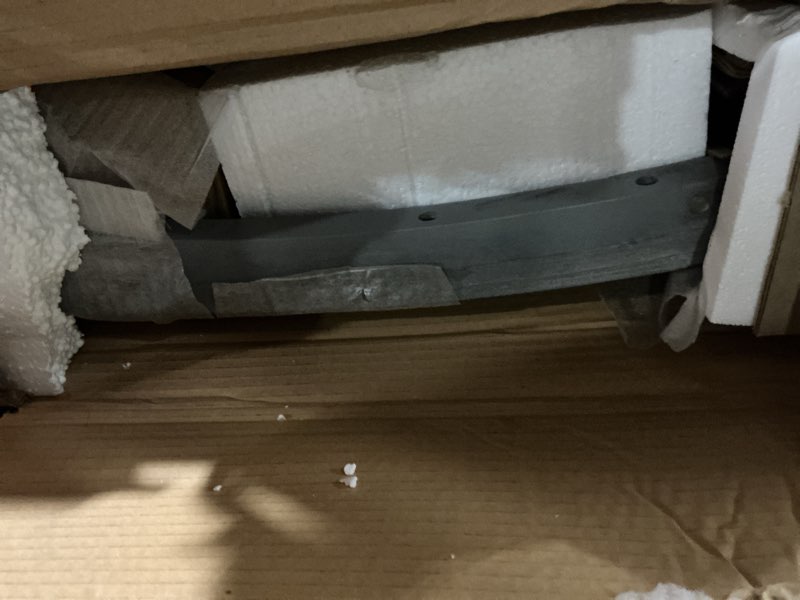 Condition photo showing As Is for (Similar to stock photo) Poundex Twin Fabric Upholstered Bed, Grey