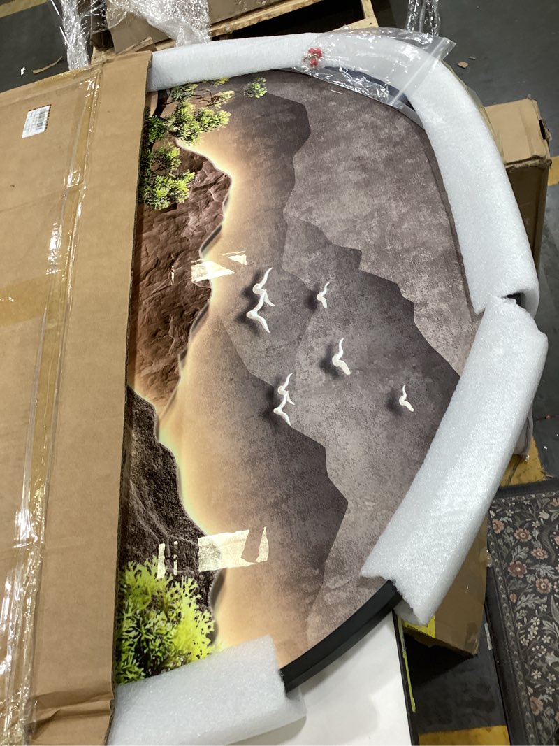 Condition photo showing Good Condition for Troartos LED Mountain Waterfall Wall Art for Living Room, Framed Modern Lighted Landscape Artwork for Walls, Remote Control Lamp Green Nature Wall Decor for Bedroom, Hallway, Office, 30x30 Inch 29.5"L x 29.5"W Waterfall Landscape Wall Art