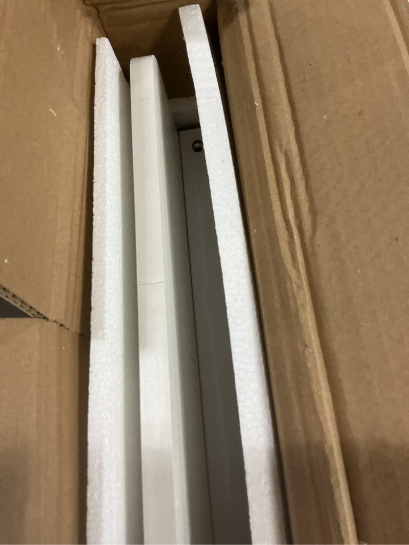 Condition photo showing As Is for Small Standing Desk Adjustable Height, Mobile Stand Up Desk with Wheels, 32 Inch Portable Rolling Desks Computer Office Workstations for Walking Pad Treadmill White