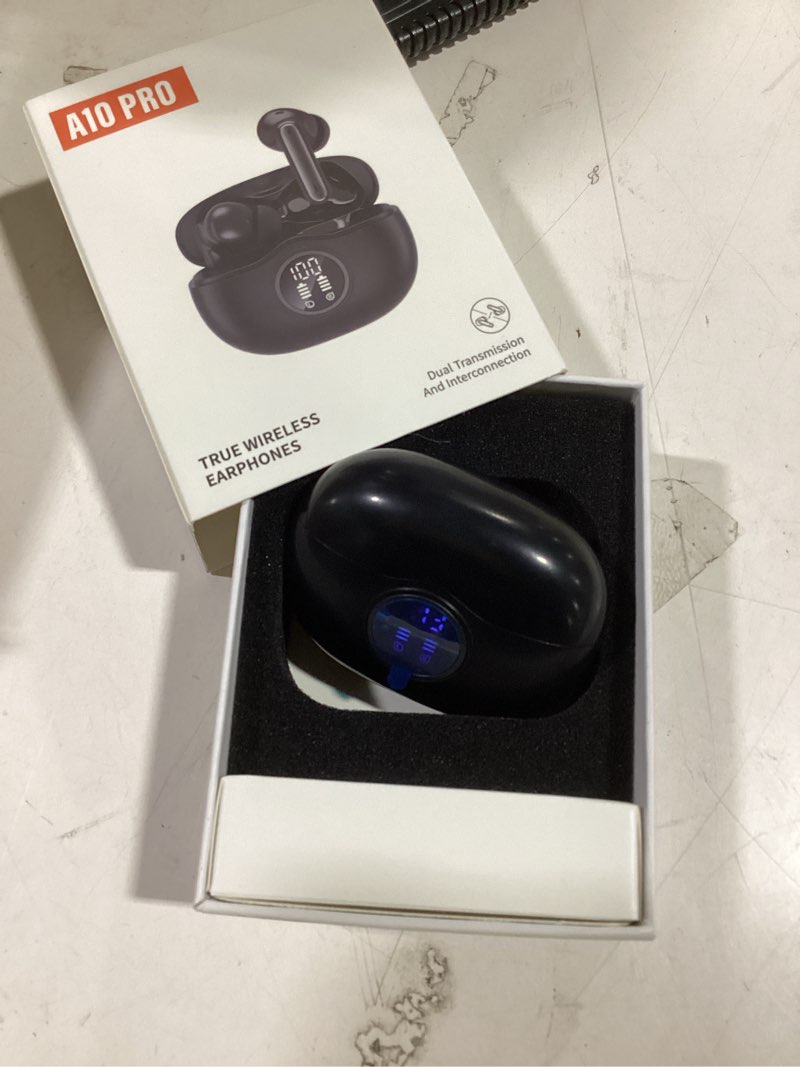 Condition photo showing New/Like New for wireless earbuds, bluetooth 5.4 headphones bass stereo, ear buds with noise cancelling mic, led display in ear earphones clear calls, ip7 waterproof bluetooth earbuds for phones/sports/laptop, black classic black