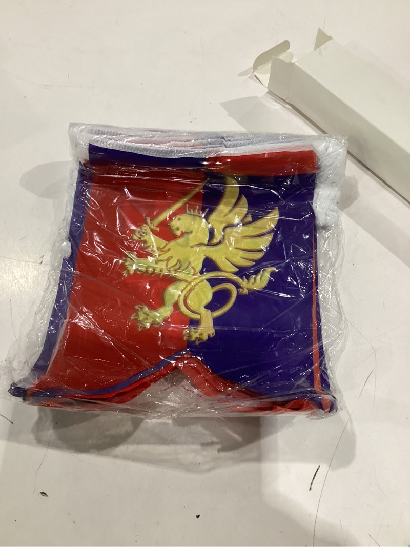 Condition photo showing New/Like New for hahafelt 6 pcs 72 ft medieval fantasy party decorations with lion design knight medieval banners hanging decorations for castle theme festival birthday party
