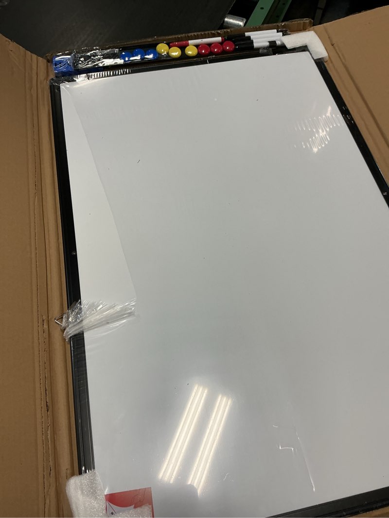 Condition photo showing New/Like New for H-Qprobd 36"x24" White Board for Wall Double-Sided Magnetic Dry Erase Board with Black Aluminum Frame, Presentation Whiteboard Suitable for Home, Office, Classroom & Kitchen
