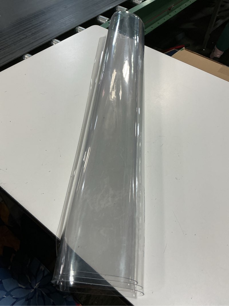 Condition photo showing As Is for VEVOR Plastic Table Cover, 36 x 48 Inch 1.5 mm Thick Clear Rectangle PVC Desk Mat Protector, Waterproof & Easy Cleaning Desk Pad Tablecloth, for Office, Dresser, Dining Room, Night Stand 48" x 36" (Oblong)