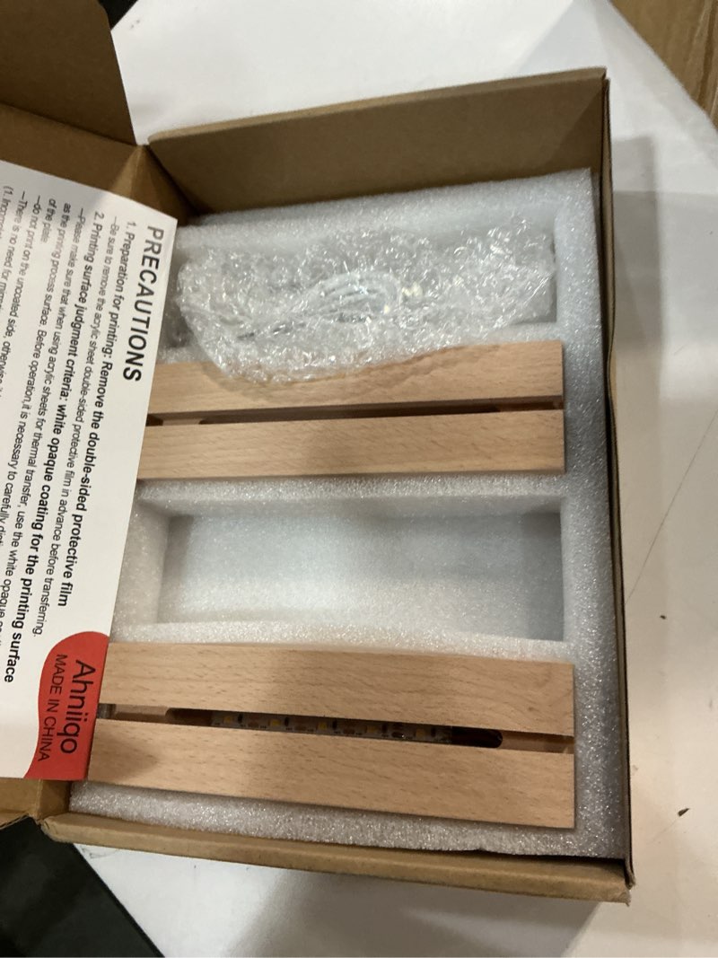 Condition photo showing Good Condition for 5" x 7"- 4 pcs Acrylic 2 pcs Frame Sublimation LED Acrylic Photo Frames Night Lights Blanks Heart Shape,with Warm Color Light with Wood Stand for Heat Press Machine Printing 5" x 7"- 4 Pcs Acrylic + 2 Pcs Frames