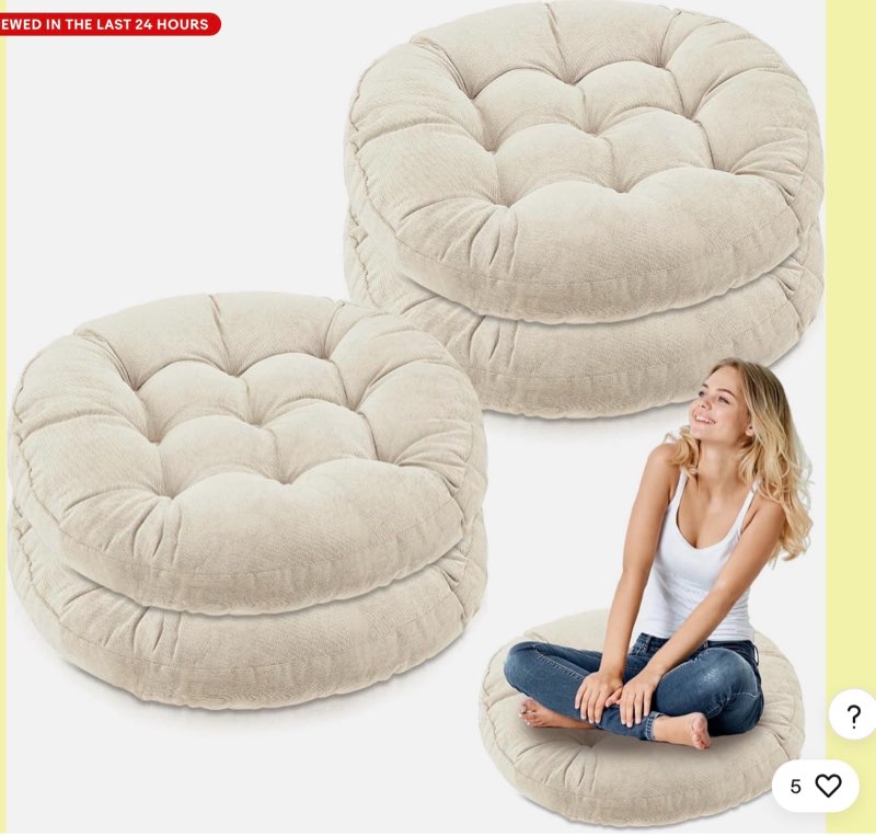 Round Chair Seat Pad Floor Seat Cushions Corduroy Patio Cover Soft Cushions for Living Room Office Tatami (Beige)pack of 4