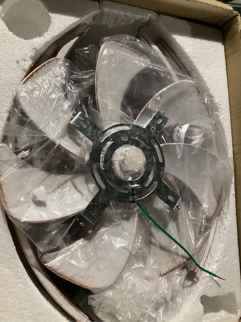 Condition photo showing Good Condition for LEDIARY Caged Ceiling Fan with Light and Remote, 20in Small Low Profile Ceiling Fans with Lights, 6 Speed Farmhouse Flush Mount Ceiling Fan for Bedroom, Kitchen, Living Room-White and Gold 20 Inch White and Gold