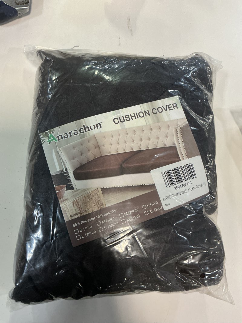 Condition photo showing New/Like New for Leather Look Couch Cushion Covers Sofa Seat Slipcovers Sets Couches Furniture Protector for Sectional Armchair Loveseat Pets Kids Stretch Spandex Fabric (1 Cushion XL Sofa, Chocolate) 1 Cushion XL Sofa 01 Chocolate