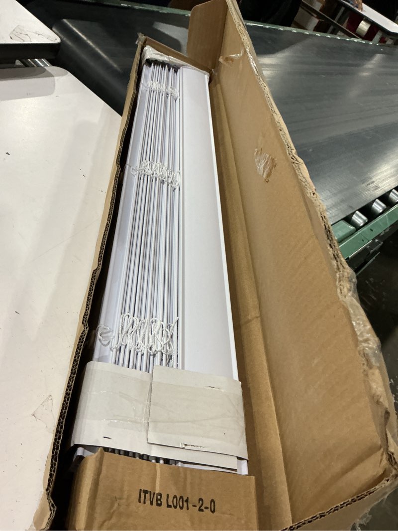 Condition photo showing Good Condition for lumino - 2" cordless flat slat faux wood window blinds for home - 34" w x 64" l - white, faux wood blinds for indoor windows, venetian room darkening blinds 34"w x 64"h white