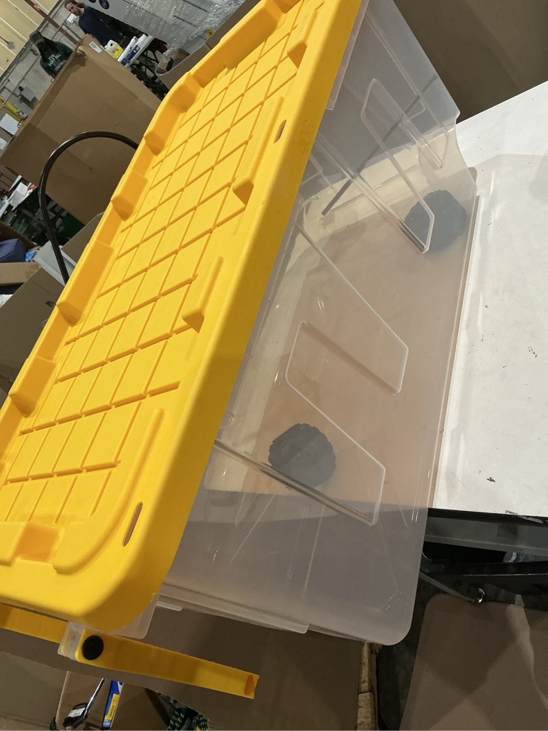 Condition photo showing Good Condition for project source commander x-large 40-gallon s (160-quart) clear heavy duty rolling tote with standard snap lid