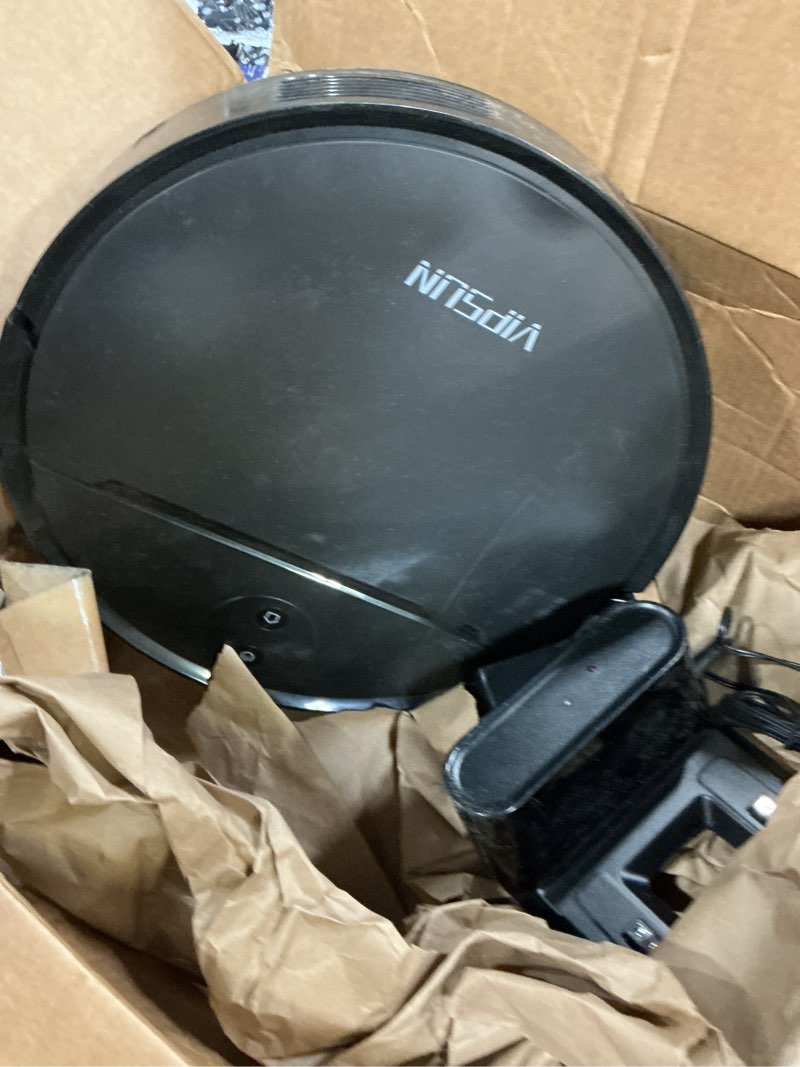 Condition photo showing As Is for robot vacuum and mop combo with 4000pa suction, app/voice/remote control, robotic vacuums with personalized adjustment setting, self-charging, obstacle avoidance, smart home robot aspiradora
