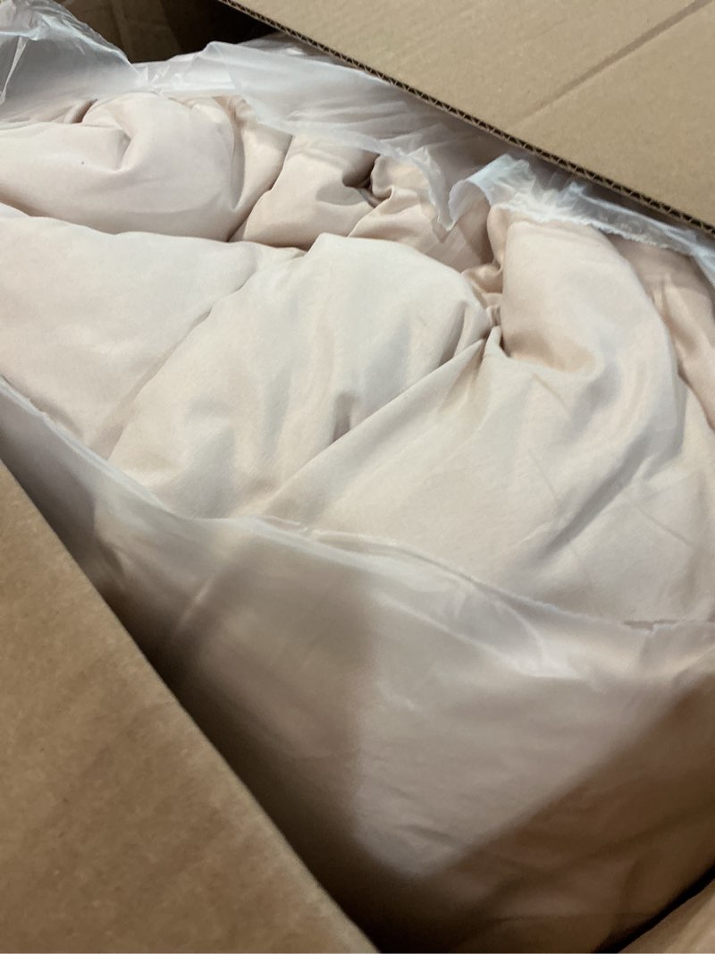 Condition photo showing As Is for MUXHOMO 7 Pieces King Comforter Set, Seersucker Bed in a Bag King Size, All Season Luxury Bedding Set with Comforter, Flat Sheet, Fitted Sheet, Pillowcases & Shams, Beige King (104"x90") 01 - Beige