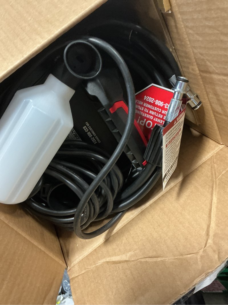 Condition photo showing As Is for hyper tough 1800 psi 1.2 gpw 120v electric powered pressure washer