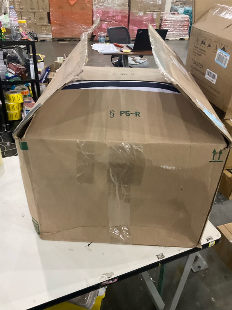 Condition photo showing As Is for Enipate Outdoor Deep Seat Cushion Set of 2, Weather Resistant Patio Furniture Cushions with Zipper and Handle, 24 x 24 x 4 inch Outdoor Wicker Chair Cushions for Patio,Yard,Garden Blue White Stripe