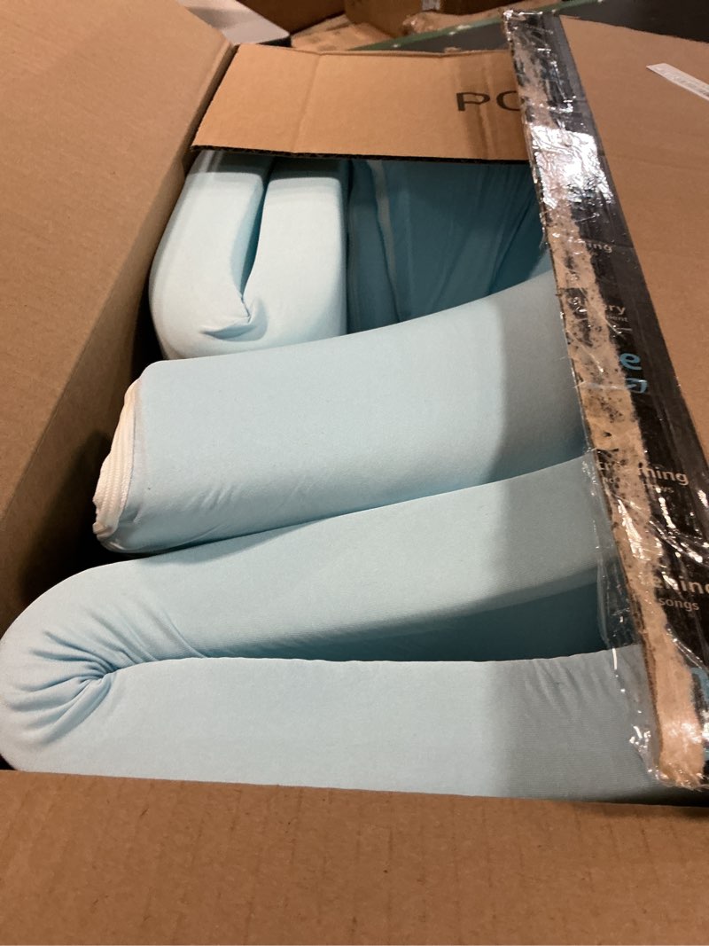 Condition photo showing As Is for Foam Baby Ball Pit 35.4"x 11.8" for Toddlers, Soft Round Kiddie Playpen Ball Pool for Kids with Soft Memory Sponge, Ideal Gift for Babies Indoor Game(Balls not Included) Blue 35.4IN