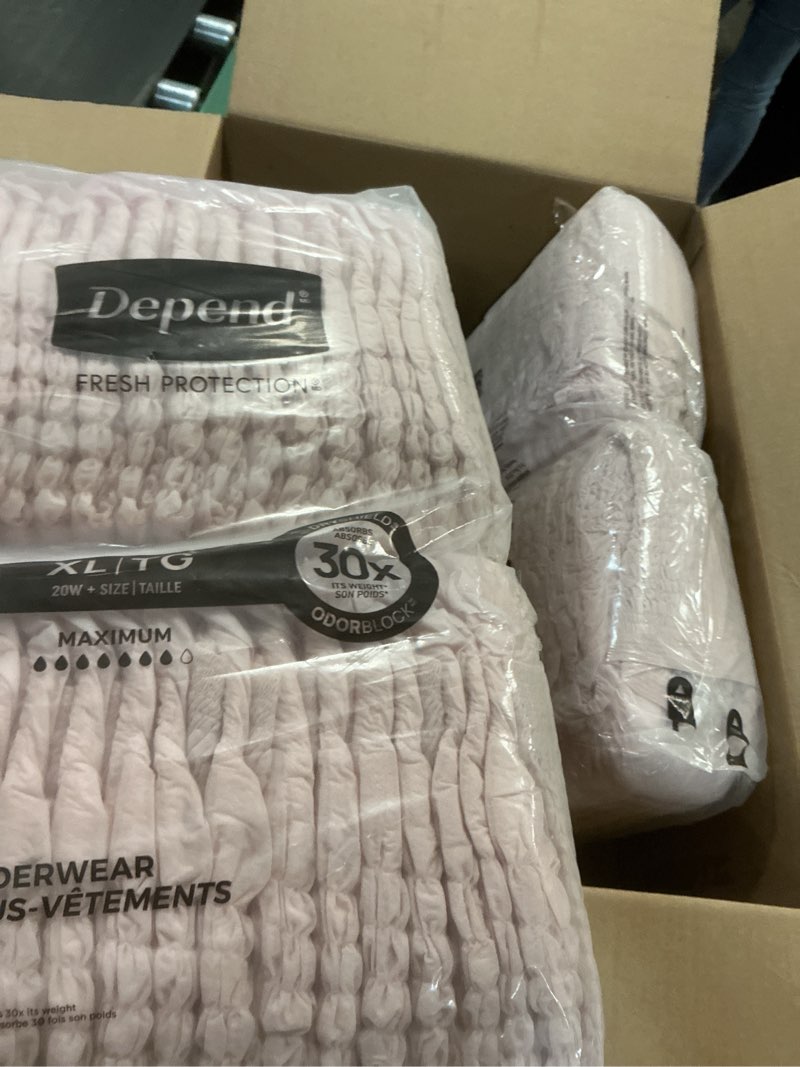 Condition photo showing As Is for depend women incontinence underwear maximum absorbency xl  68 counts 