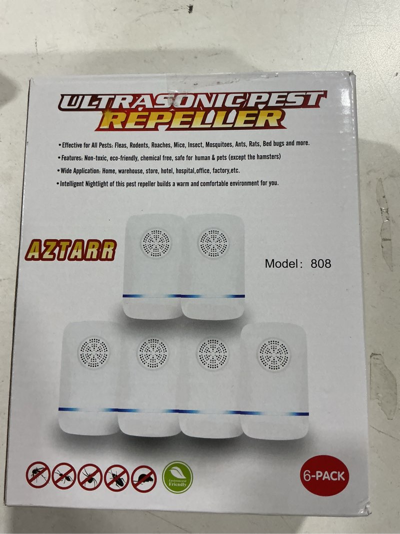 Condition photo showing As Is for Ultrasonic Pest Repeller 2025 Upgrade, 6-Pack Indoor Plug-in Pest Control, Smart Ultrasonic Rodent & Insect Repellent for Mice, Roaches, Spiders, Safe for Children & Pets
