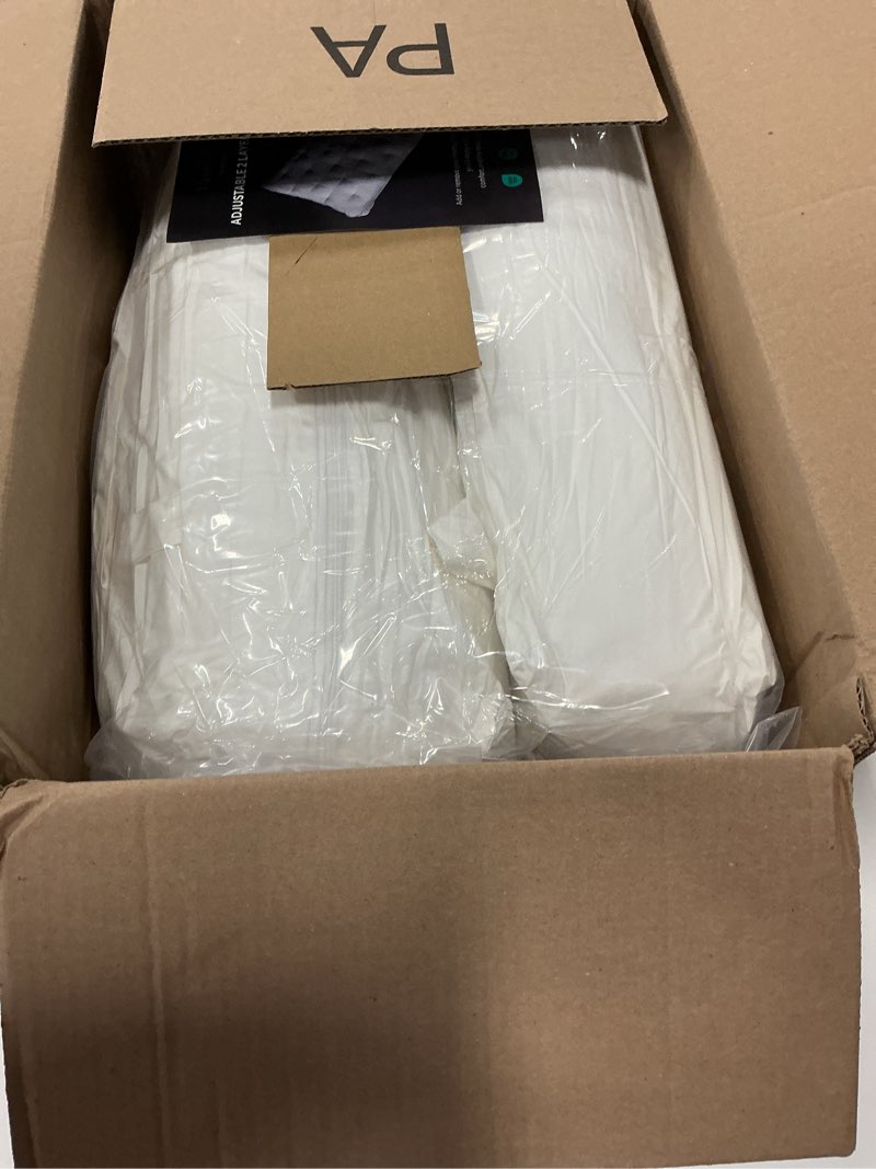 Condition photo showing As Is for Three Geese Adjustable Layer Goose Feather Down Pillows Queen Set of 2, Assemblable Bed Pillow with Cotton Cover for Side/Back/Stomach Sleepers, Customizable Firmness Design 20x28 Queen-20x28"(Pack of 2) White