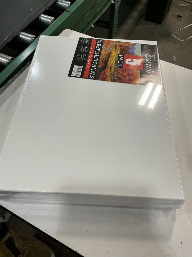 Condition photo showing New/Like New for esrich stretched canvas for painting 18x24 inch, 5pack large canvas for painting, primed acid-free cotton blank canvases, art paint canvases for oil paint,watercolor,acrylic paint,gouache and tempera. 5 packs-1sizes( 18*24in)