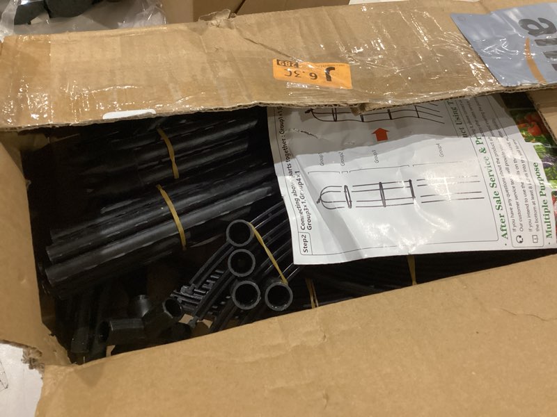 Condition photo showing Good Condition for Obelisk Trellis for Garden Plants Climbing: 6ft Rustproof Metal Pipe with Plastic Coated - Potted Plant Climber Support for Outdoor Indoor Grape Vines Vegetable Fruits Flowers (1PC)