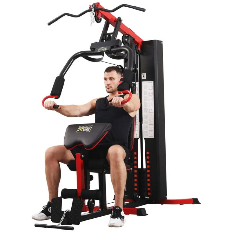 (Incomplete, box 2 of 5) Fitvids LX750 Multifunctional Full Home Gym System Workout Station with 122.5 Lbs Weight Stack, One Station, Comes with Installation Instruction Video, Ships in 5 Boxes