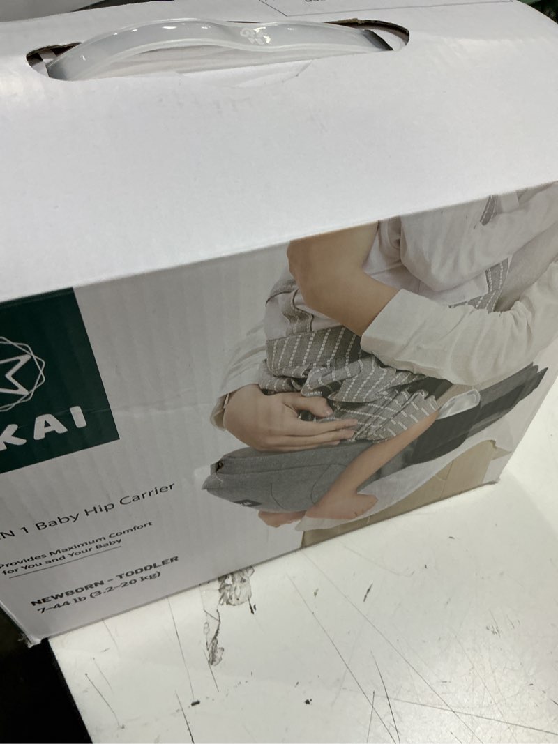 Condition photo showing Good Condition for hkai baby hip carrier,baby carrier with adjustable waistband & breathable mesh, ergonomic carrier with non-slip hip seat surface for newborns & toddlers (grey)