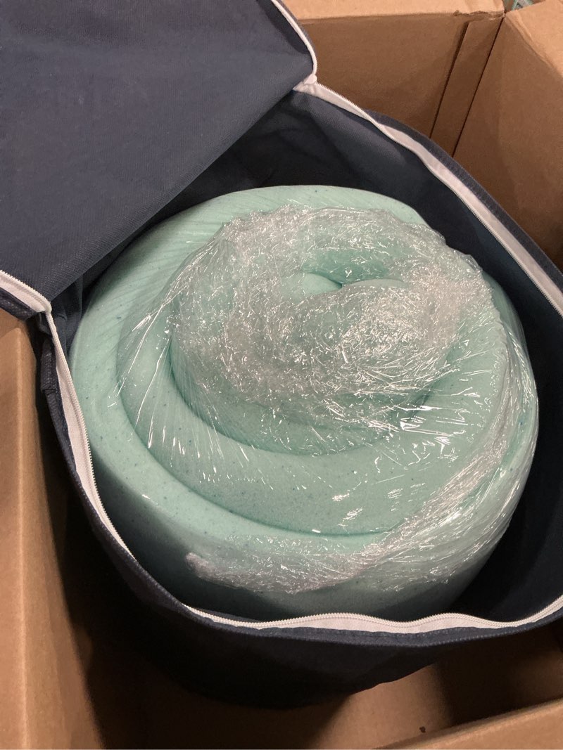 Condition photo showing As Is for BDEUS 3 inch Gel Cooling Memory Foam Mattress Topper, Memory Foam Egg Crate Mattress Topper, CertiPUR-US Certified, Queen Size