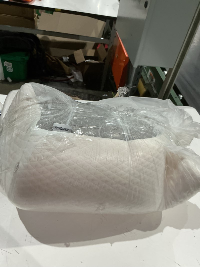 Condition photo showing Good Condition for ruqmuis wedge pillow for acid reflux, bed wedge pillow for headboard 10", pillow wedge for back pain relief, post surgery, elevated pillows for sleeping, snoring, triangle pillow with cover, white