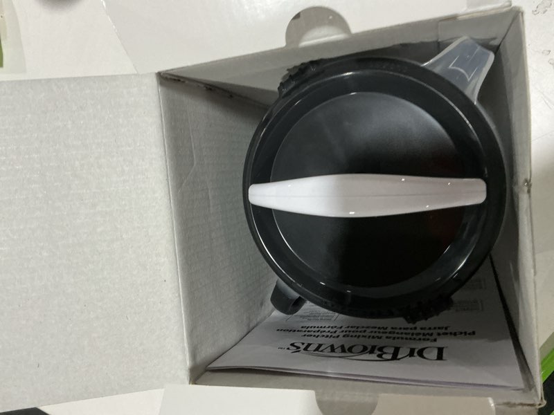 Condition photo showing As Is for Dr. Brown's Baby Formula Mixing Pitcher with Adjustable Stopper, Locking Lid & No Drip Spout, Black, BPA Free, 36oz, 1 Pack