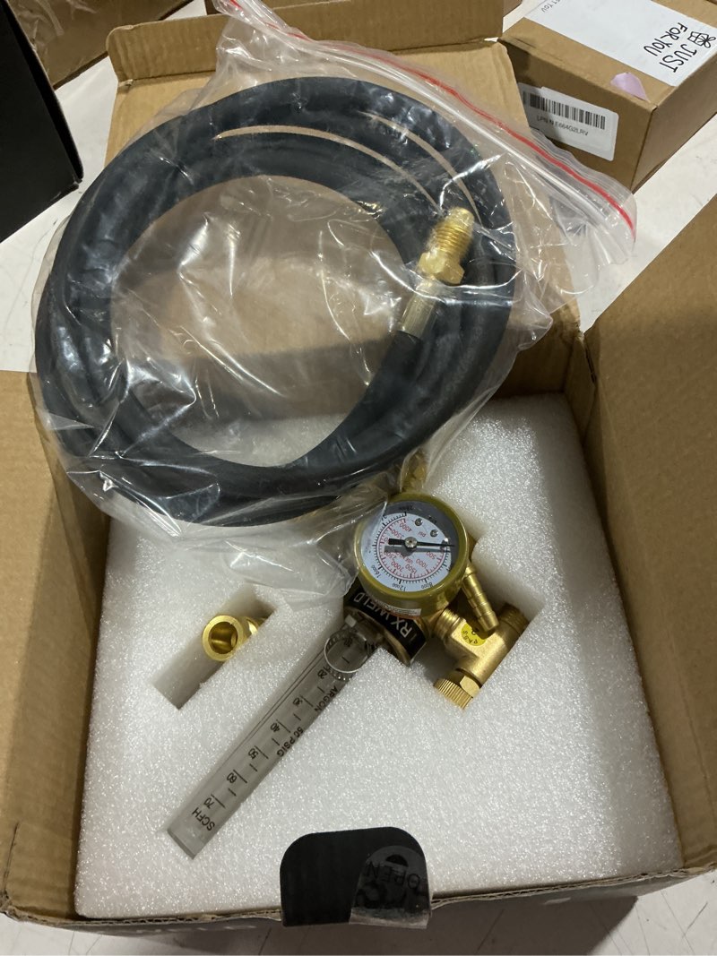 Condition photo showing Good Condition for rx weld argon regulator flowmeter gas gauge for mig tig weld with gas welding hose compact