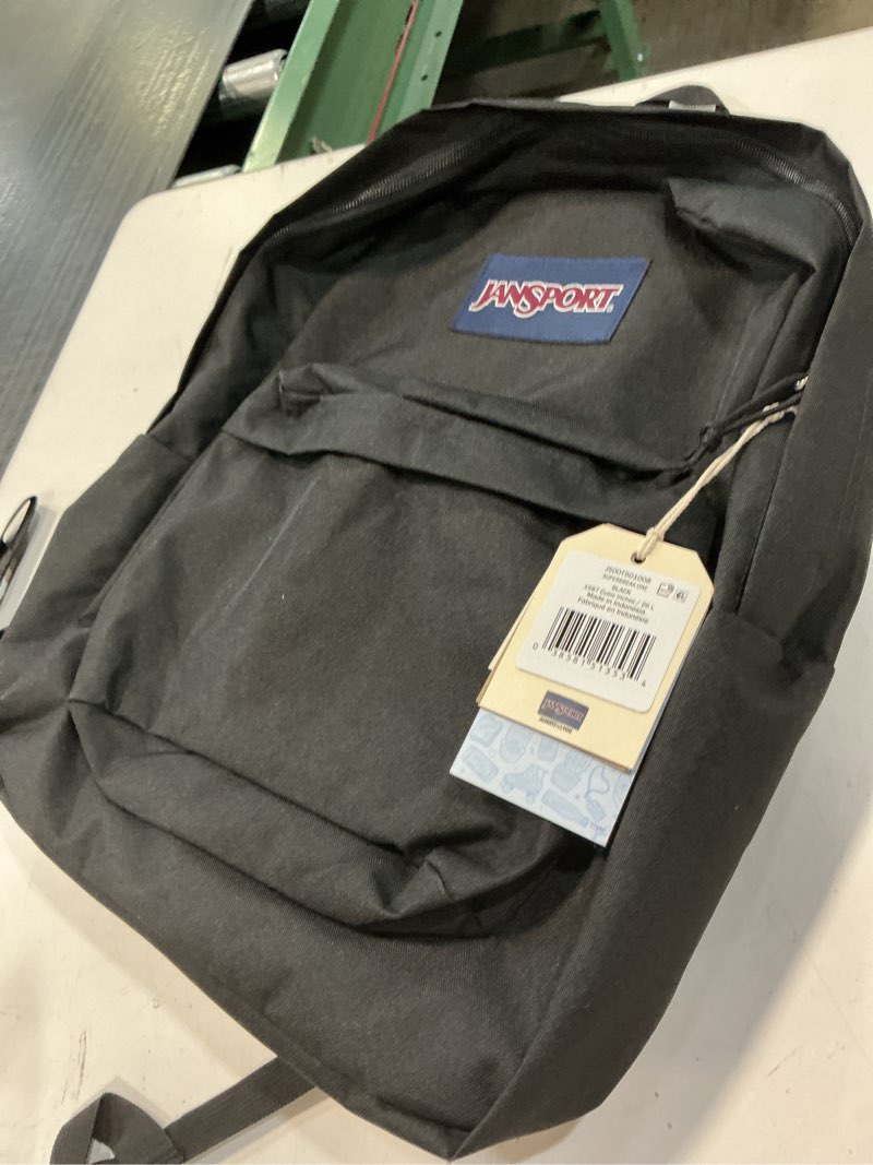 Condition photo showing New/Like New for jansport superbreak one backpacks - durable, lightweight bookbag with 1 main compartment, front utility pocket with built-in organizer - premium backpack, black black one size