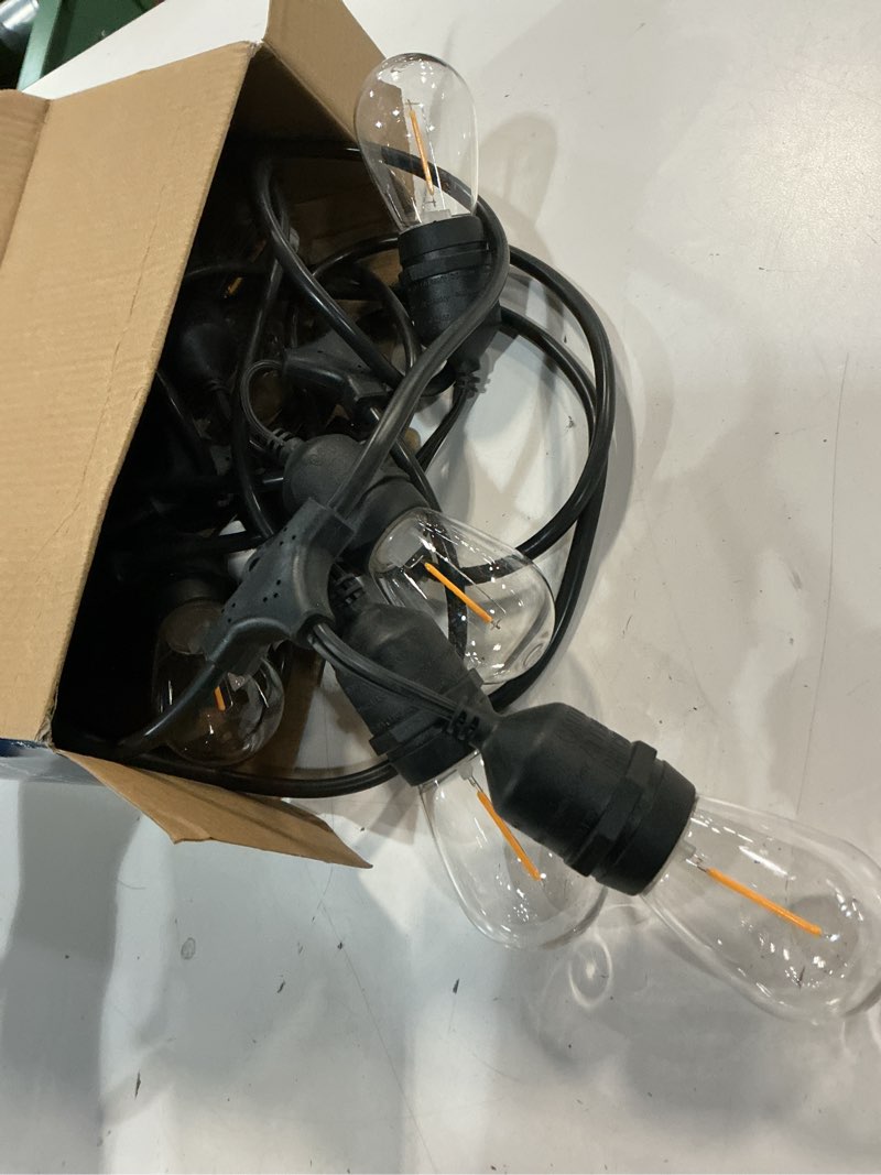 Condition photo showing Good Condition for 500+ bought last week harbor breeze 24-ft plug-in black indoor/outdoor string light with 12 white -light led edison bulbs
