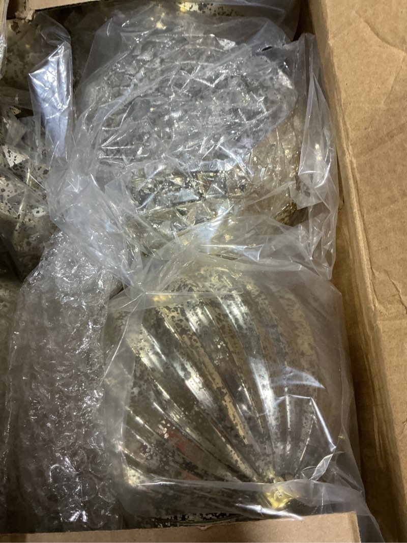 Condition photo showing Good Condition for Jenaai 8 Pcs Champagne Extra Large Christmas Ball Ornaments Set, 6 Inch Giant Oversized Hanging Ornaments Glitter Assorted Shatterproof Xmas Tree Balls for Indoor Outdoor Holiday Party Home Decor 8 Champagne 6 inch