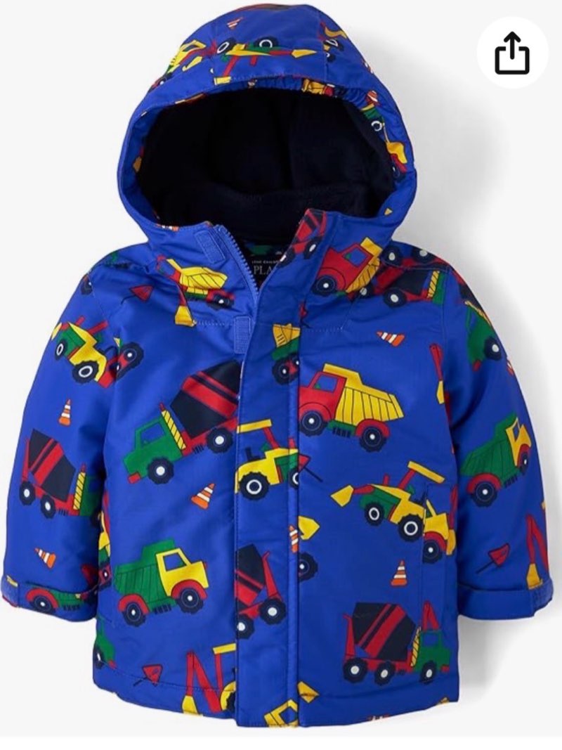 The Children's Place boys And Toddler Heavy 3 in 1 Winter Jacket, Wind-resistant Water-resistant Shell, Fleece Inner 18-24 Months Cobalt Cars