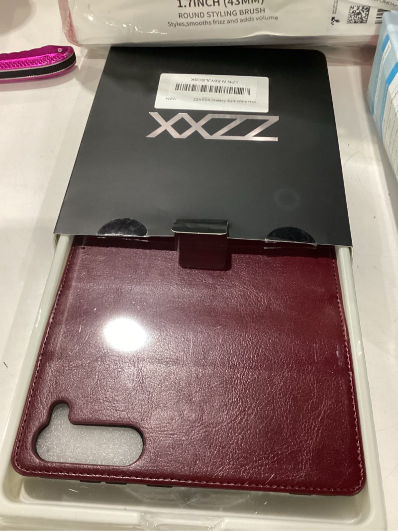 Condition photo showing New/Like New for zzxx for samsung galaxy s23 wallet case with [rfid blocking] card slot stand strong magnetic leather flip fold protective phone case for samsung galaxy s23 case wallet(wine red-6.1 inch) wine red samsung galaxy s23