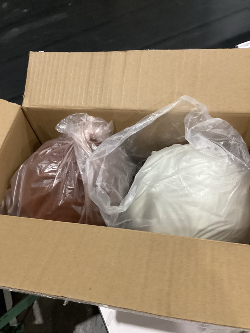 Condition photo showing Good Condition for Lanpn 4 Pcs 6" Large Christmas Ornaments, Oversized Velvet Xmas Tree Ball, Big Flocked Christmas Tree Ornament, Shatterproof Plastic Balls for Yard Lawn Holiday Hanging Decor, Neutral Color Beige-Brown-Dark Green 6"/ 4 pcs
