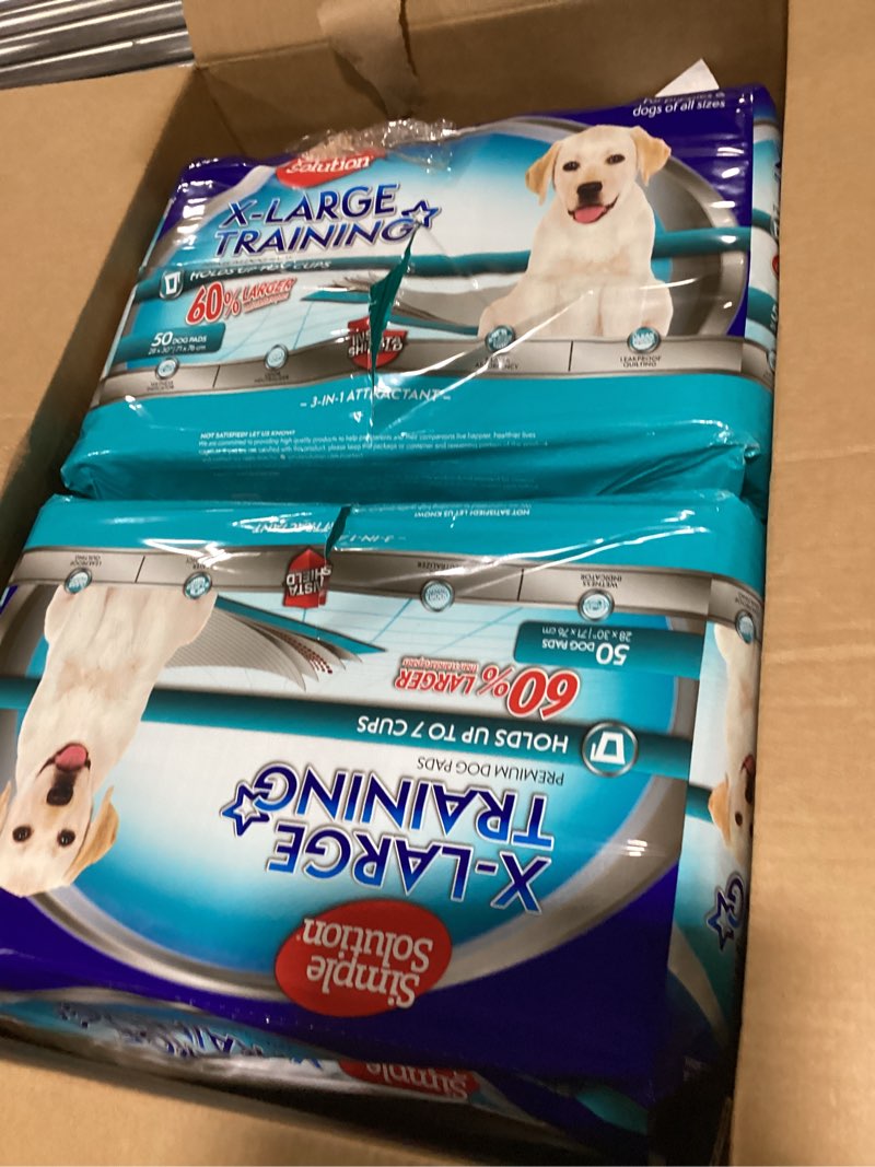Condition photo showing As Is for simple solution extra large puppy training pads – leak-proof potty pads for large dogs – absorbent and disposable with odor control for housebreaking – 28 x 30 inches – 100 count 100 count extra large