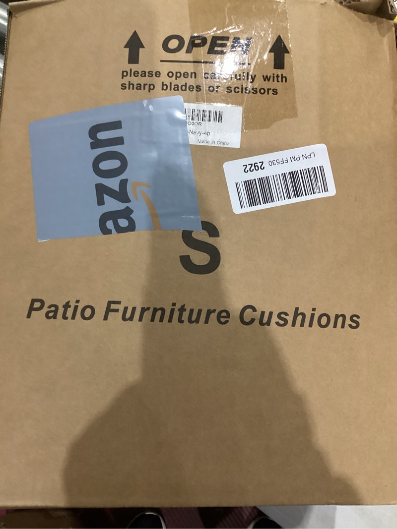 Condition photo showing Good Condition for Outdoor Chair Cushions Set of 4: Waterproof & Fade Resistant Seat Cushion for Patio Furniture - 19 x 19 x 2 Inch Chair Pads with Ties and Hidden Zipper - Patio Chair Cushion Replacement, Navy 19x19x2 Inch | 4 Pack Navy Blue
