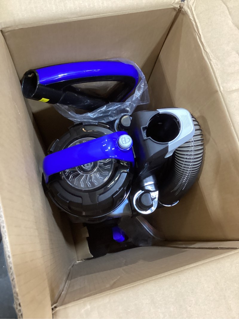 Condition photo showing As Is for eureka lightweight powerful upright vacuum cleaner for carpet and hard floor, powerspeed, new model,blue,black/new model