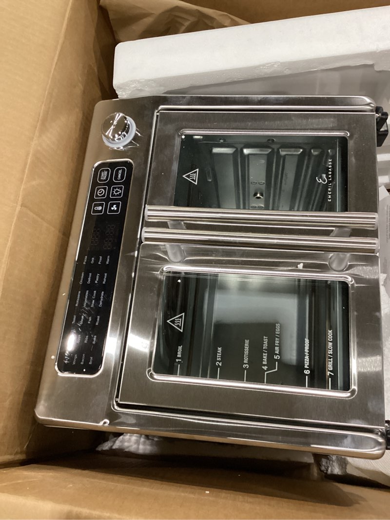 Condition photo showing Good Condition for Dan - Emeril Lagasse Extra Large French Door Air Fryer Toaster Oven Combo, 24 Cooking Functions and Digital Controls, 7 Accessories Included, Stainless Steel Finish, 26QT Capacity (NOT TESTED)