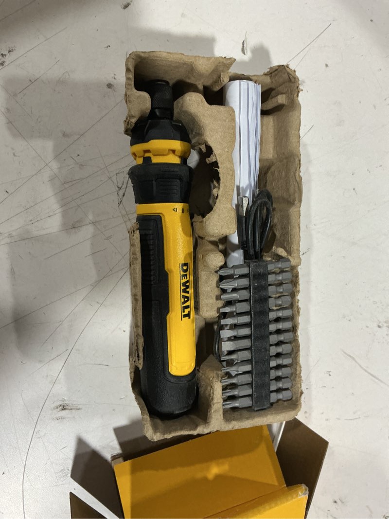Condition photo showing Good Condition for dewalt cordless screwdriver, 4v usb rechargeable electric screwdriver with 12 pcs screwdriver bit set, led light, flexdrive control, compact, ergonomic (dwht66719) new flexdrive cordless screwdriver