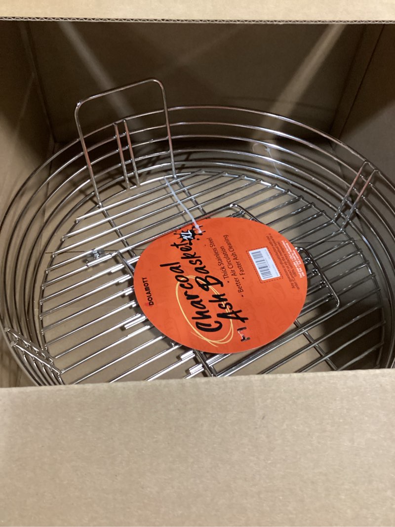 Condition photo showing Good Condition for the accessories for big green egg, ash charcoal basket for large bge, parts for big green egg, stainless steel grill ash baskets for the large(l) bge and kamado the joe classic(with divider)