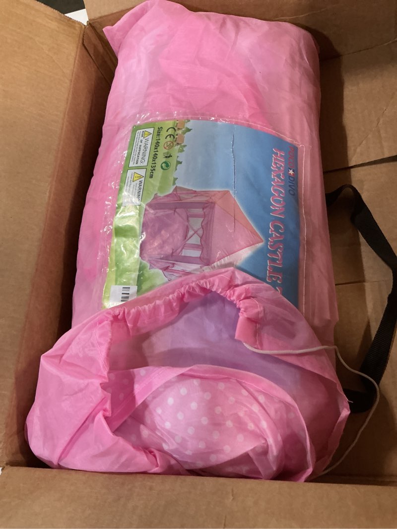 Condition photo showing Good Condition for POCO DIVO Princess Castle Girls Play House Indoor Pink Toy Tents Kids Outdoor Playhouse Polka-pink