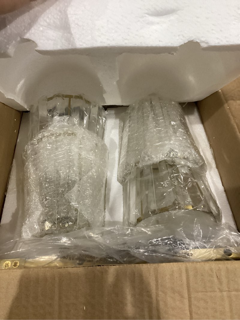 Condition photo showing Good Condition for crystal bathroom light fixtures over mirror, gold 4-light bathroom vanity lights over mirror modern wall lighting sconces with ceramic e26 base (bulbs not include) gold 4-lights