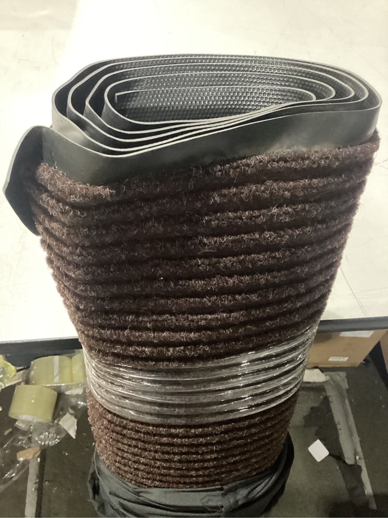Condition photo showing Good Condition for low profile rubber door mat, 72x48inch, heavy duty, entrance doormat, indoor and outdoor, waterproof, easy clean shoe scraper, home rug welcome mats for entryway, patio, porch, brown brown 48" x 72" (rectangular)